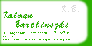 kalman bartlinszki business card